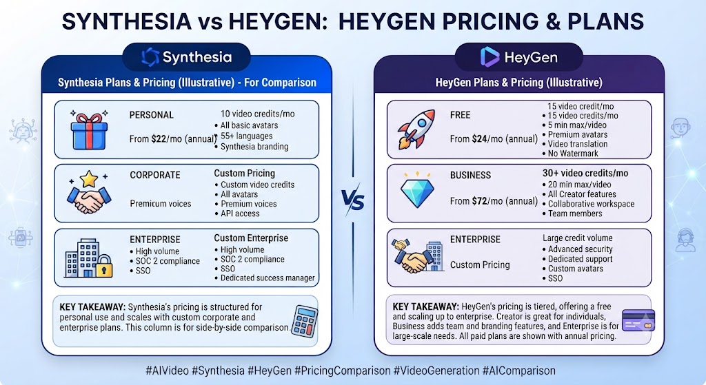Synthesia vs HeyGen HeyGen Pricing