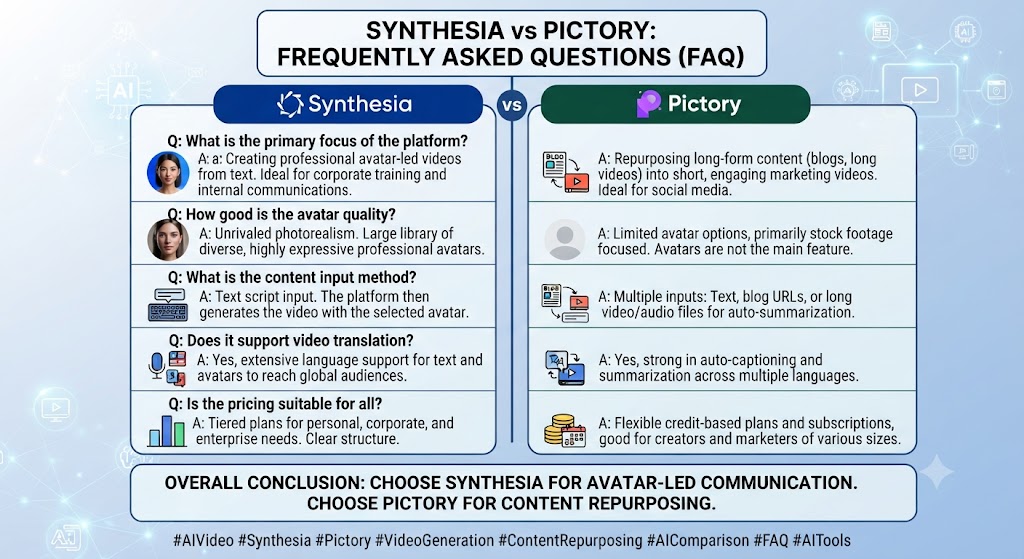 Synthesia vs Pictory FAQ