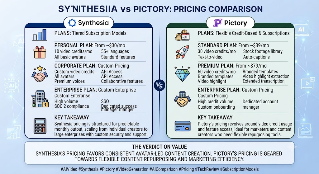 Synthesia vs Pictory Pricing Comparison