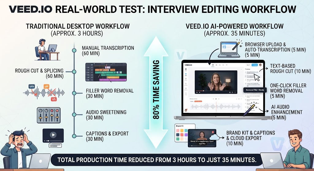 Veed.io Real World Test Editing a Recorded Interview
