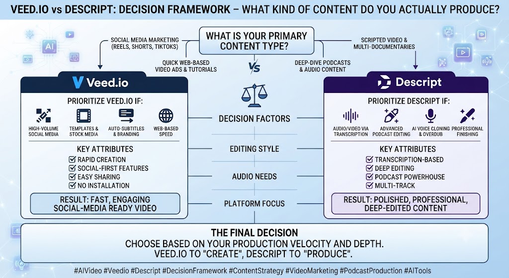 Veed.io vs Descript Decision Framework What Kind of Content Do You Actually Produce