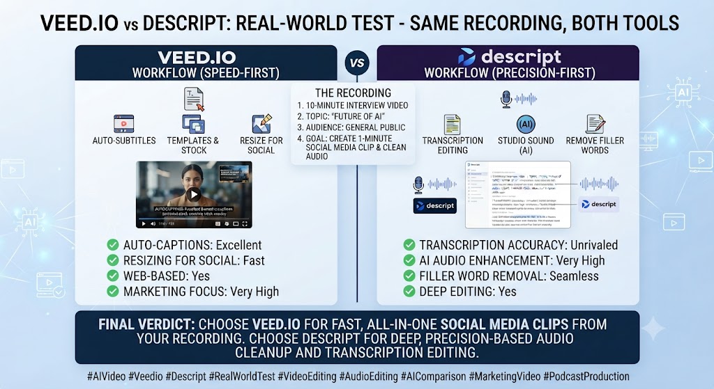 Veed.io vs Descript Real World Test Same Recording, Both Tools