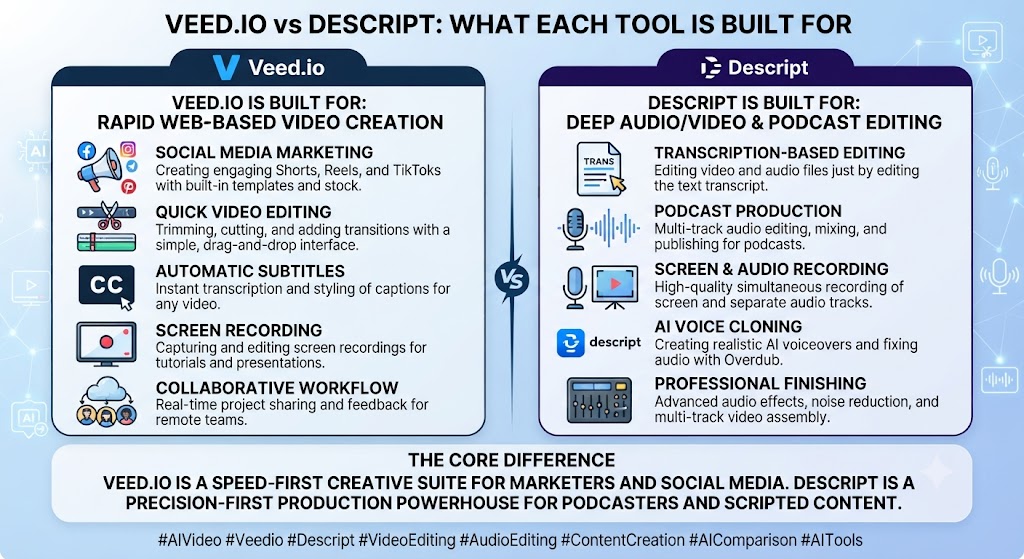 Veed.io vs Descript What Each Tool Is Built For