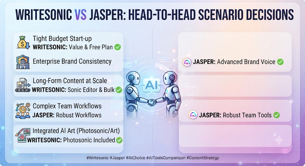 Writesonic vs Jasper Head to Head Scenario Decisions