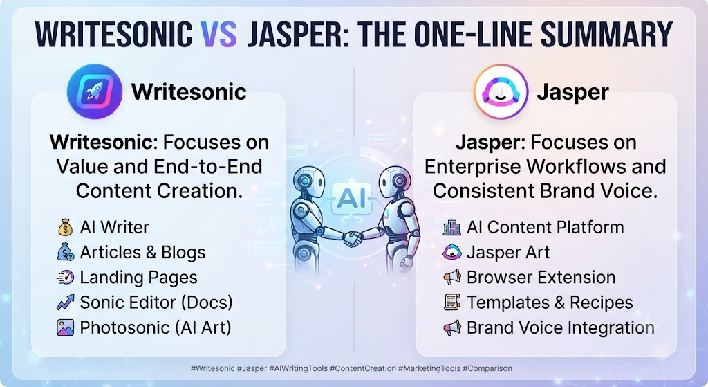 Writesonic vs Jasper The One Line Summary