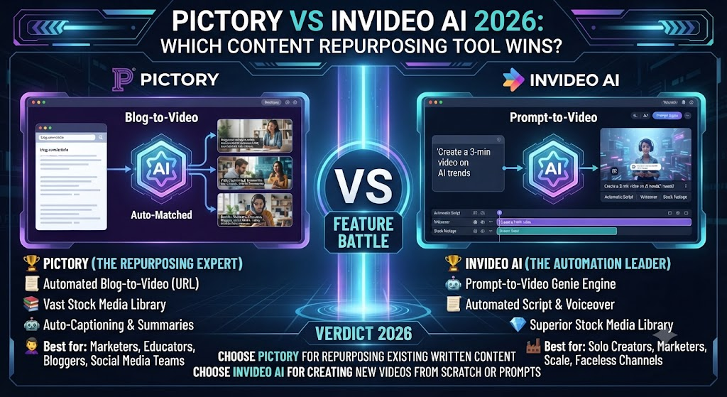 Pictory vs InVideo AI 2026: Which Content Repurposing Tool Wins?