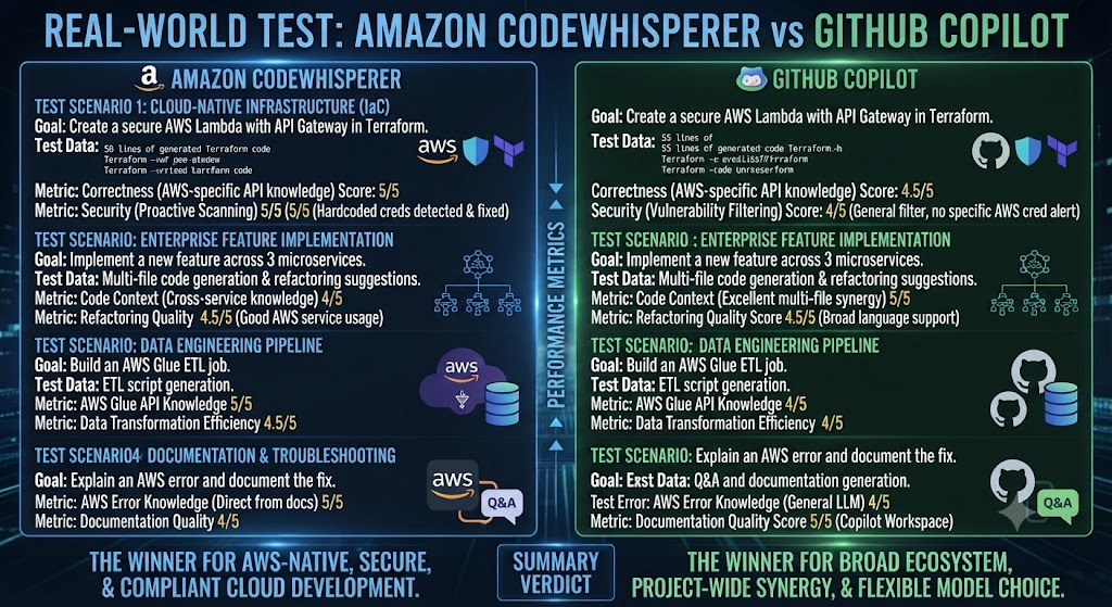 Amazon CodeWhisperer vs GitHub Copilot Real-World Test