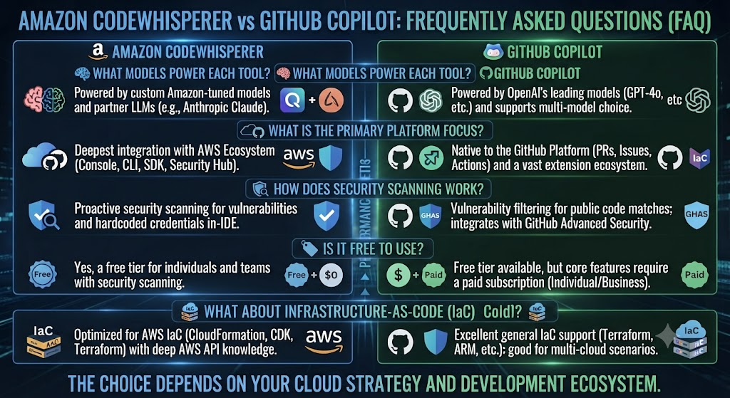 Amazon CodeWhisperer vs GitHub Copilot FAQ