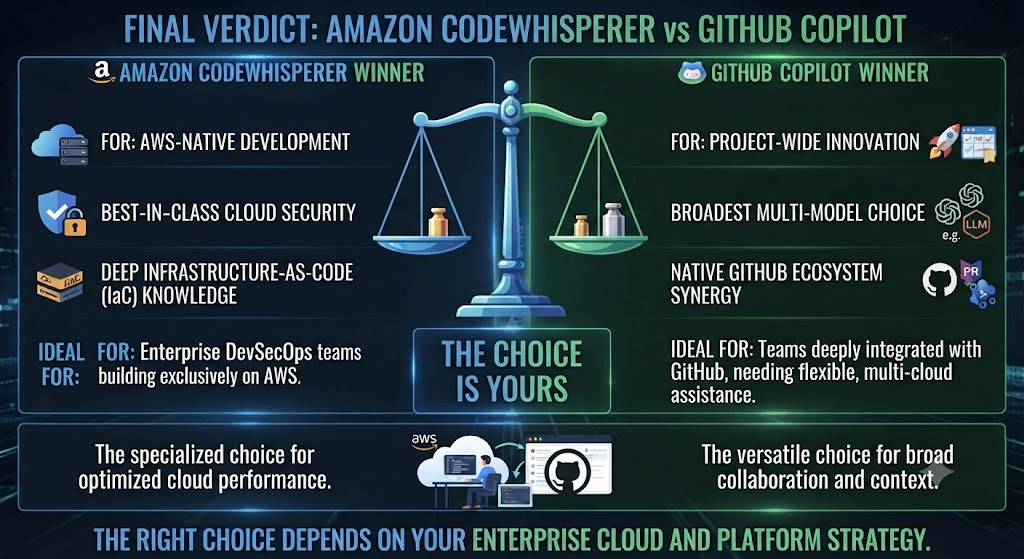 Conclusion Amazon CodeWhisperer vs GitHub Copilot