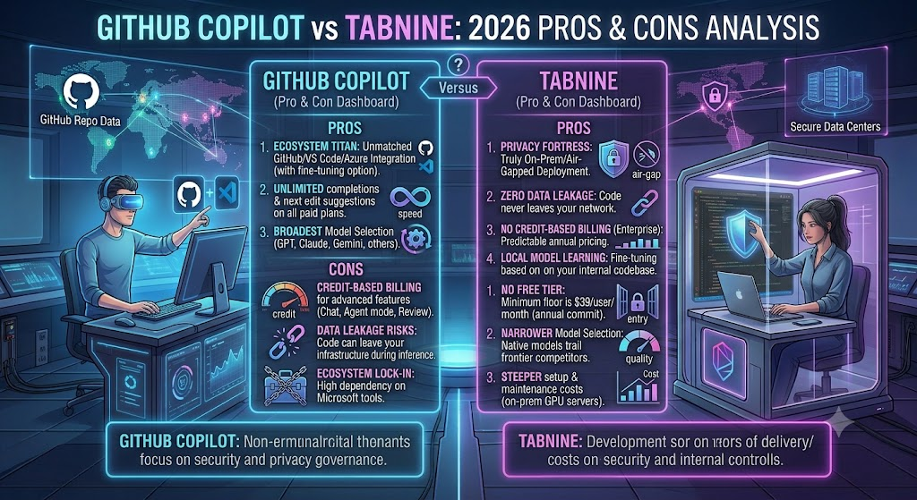 Pros & Cons of GitHub Copilot vs Tabnine