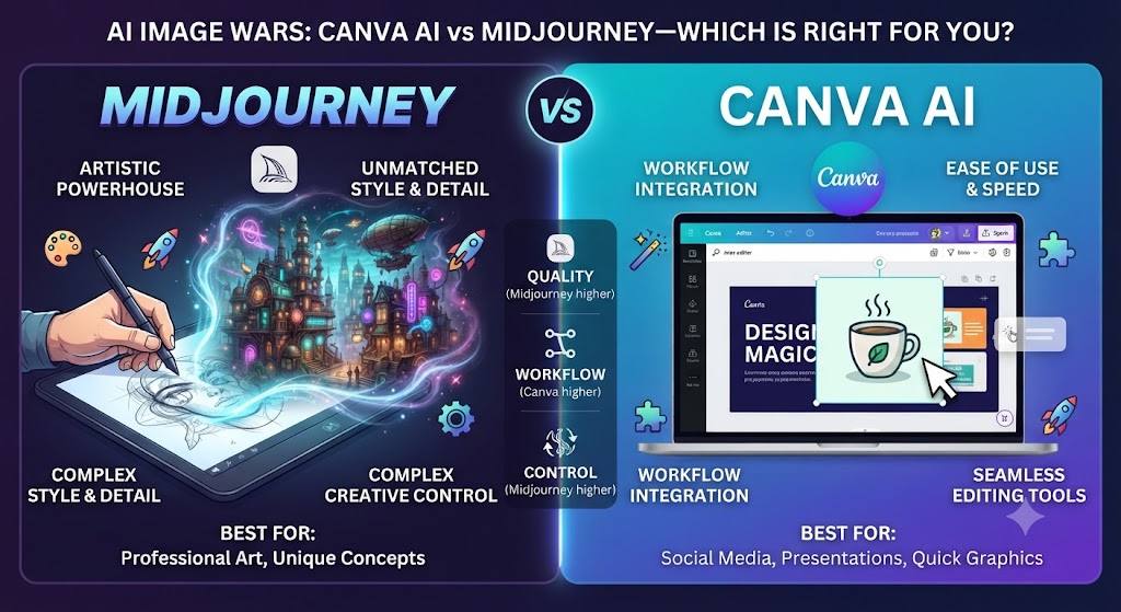 Canva AI vs Midjourney Competitor Comparison