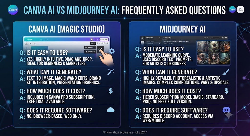 Canva AI vs Midjourney ai Frequently Asked Questions