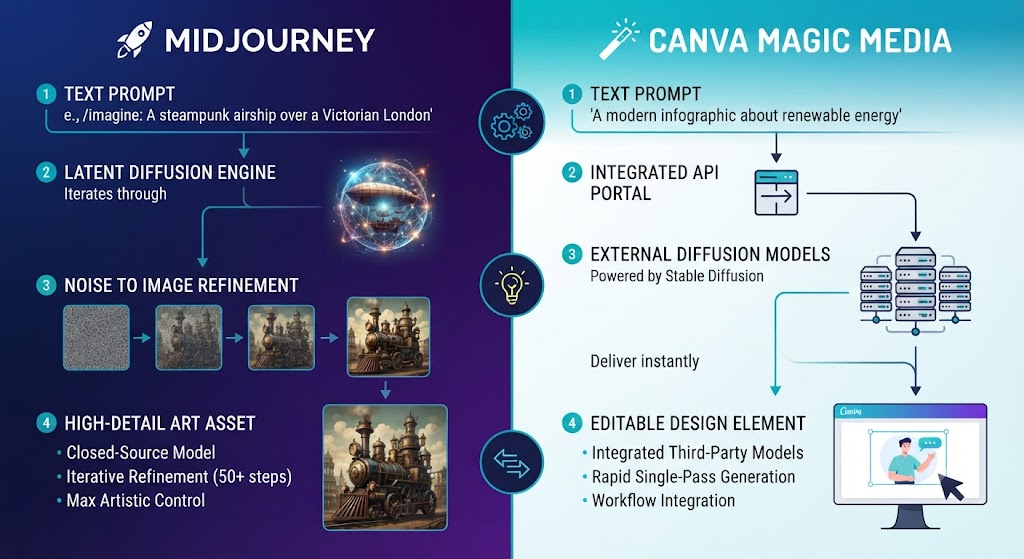 How AI Image Generation Actually Works in Each Tool Canva AI vs Midjourney