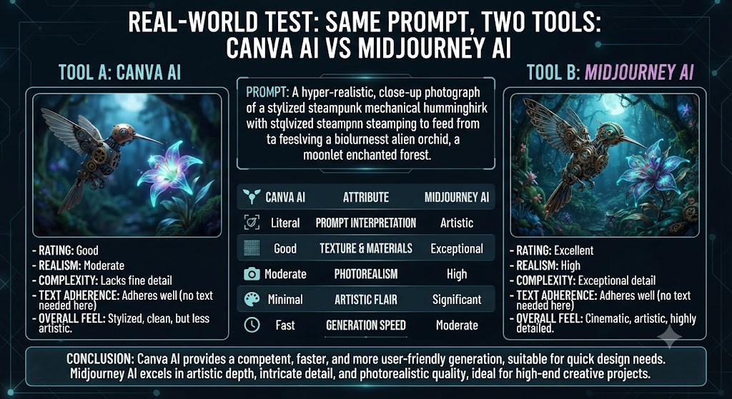 Real World Test Same Prompt, Two Tools canva ai vs midjourney ai