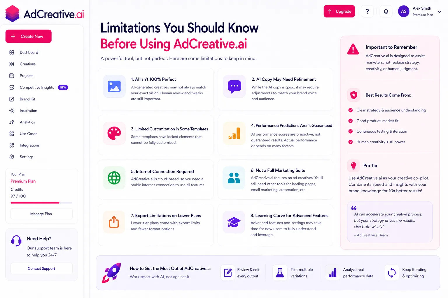 AdCreative AI limitations