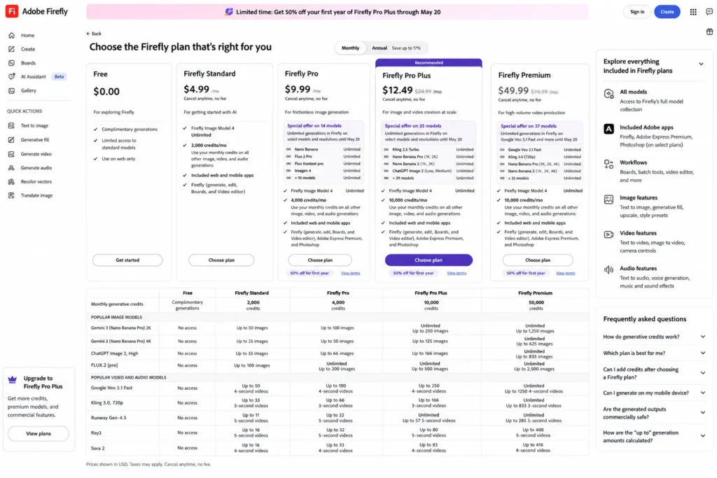4. Adobe Firefly Review: Pricing Breakdown
