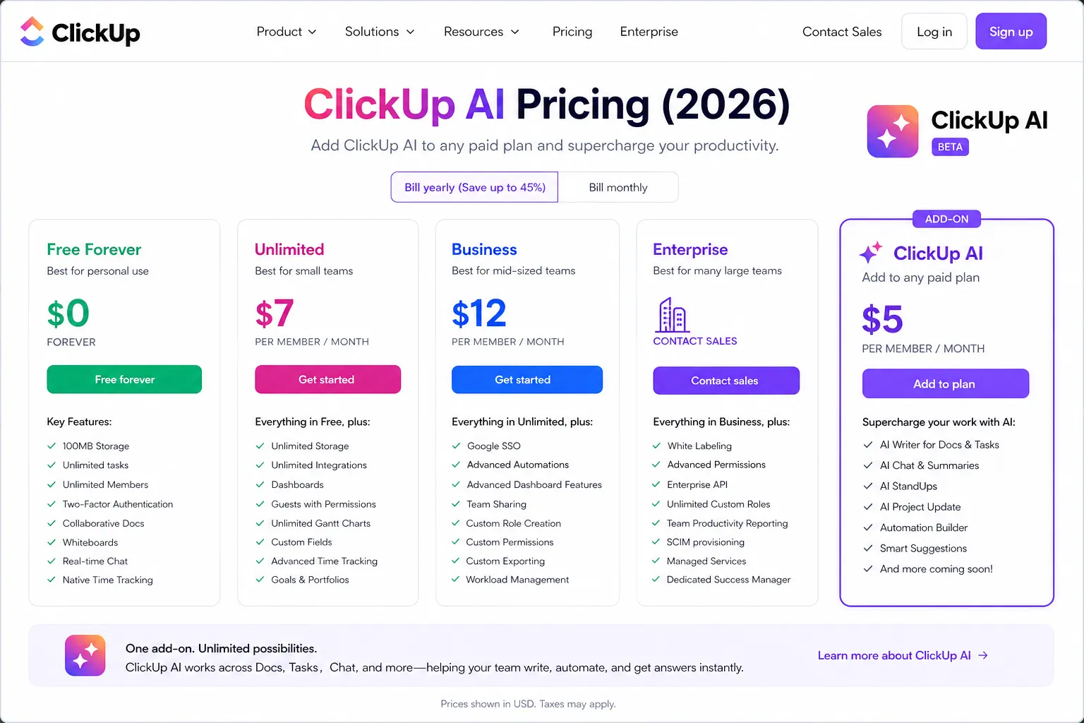 ClickUp AI pricing