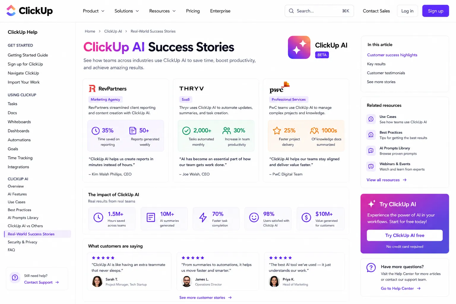 What real users say about ClickUp AI