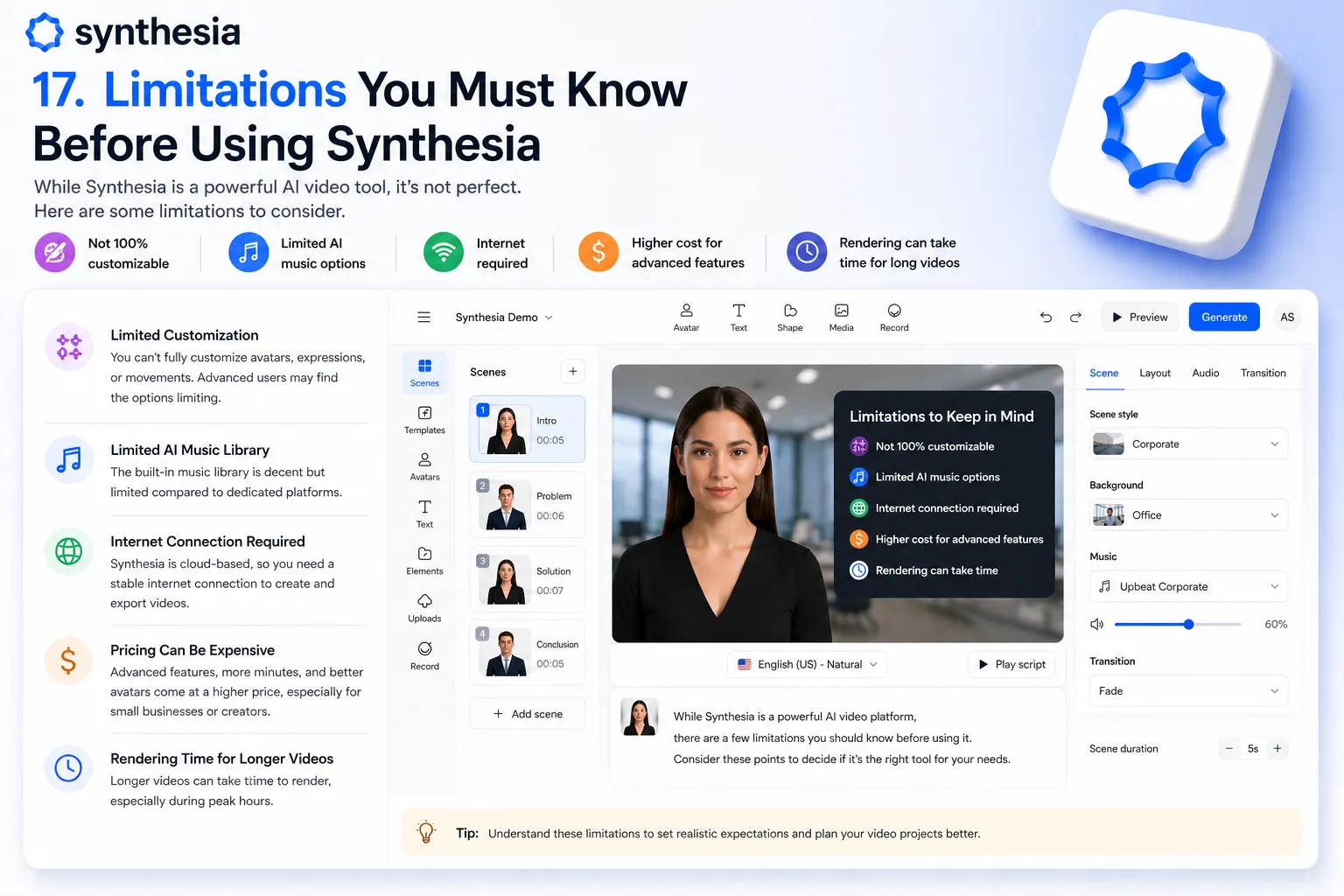 Synthesia limitations
